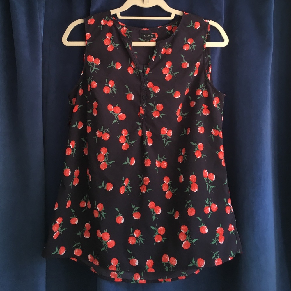 Talbots | Raspberry Print Top - Picture 2 of 7